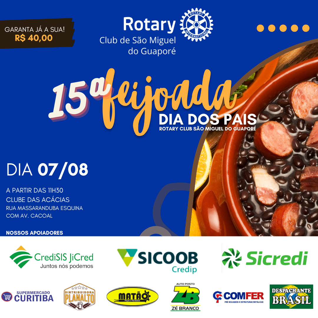 No momento, você está visualizando Rotary Club de São Miguel promove tradicional feijoada neste dia 07 de Agosto